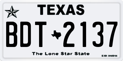 TX license plate BDT2137