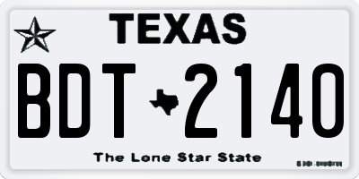 TX license plate BDT2140