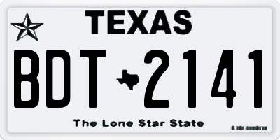 TX license plate BDT2141