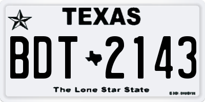 TX license plate BDT2143