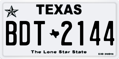 TX license plate BDT2144