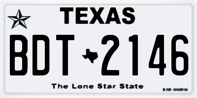 TX license plate BDT2146