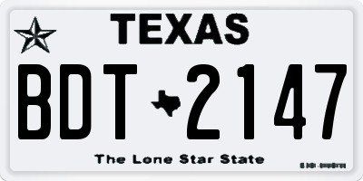 TX license plate BDT2147