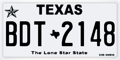 TX license plate BDT2148