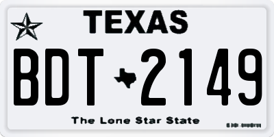 TX license plate BDT2149