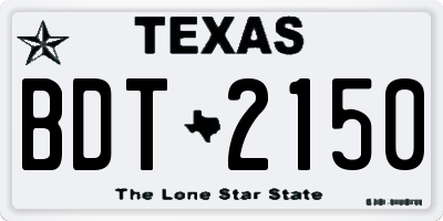 TX license plate BDT2150