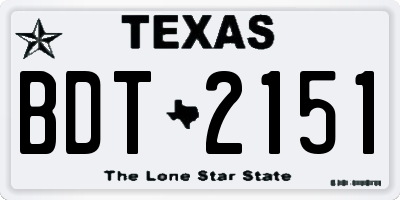 TX license plate BDT2151