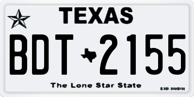 TX license plate BDT2155