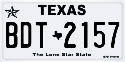 TX license plate BDT2157
