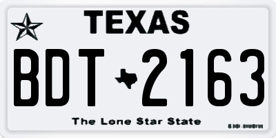 TX license plate BDT2163