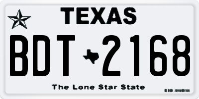 TX license plate BDT2168