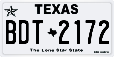 TX license plate BDT2172