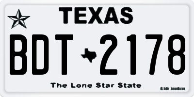 TX license plate BDT2178