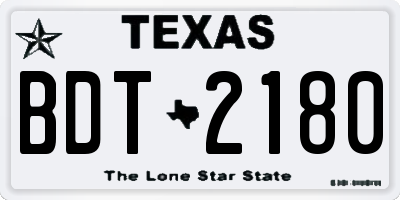 TX license plate BDT2180