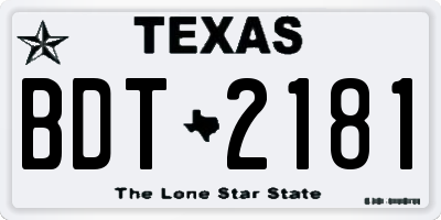 TX license plate BDT2181