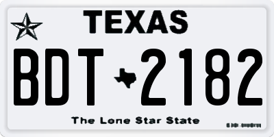 TX license plate BDT2182