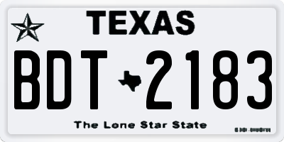 TX license plate BDT2183