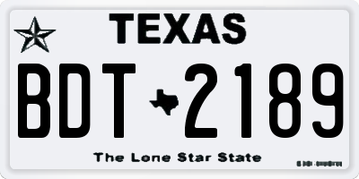 TX license plate BDT2189