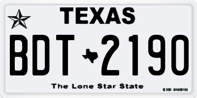 TX license plate BDT2190