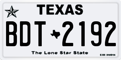 TX license plate BDT2192