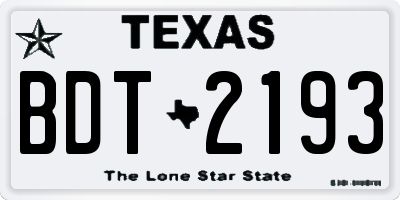 TX license plate BDT2193