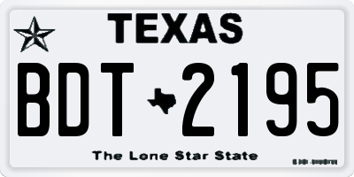TX license plate BDT2195