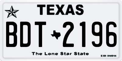 TX license plate BDT2196
