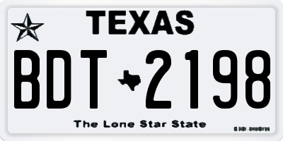 TX license plate BDT2198