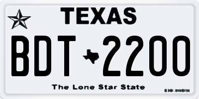 TX license plate BDT2200