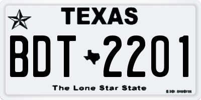 TX license plate BDT2201