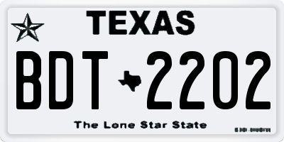 TX license plate BDT2202