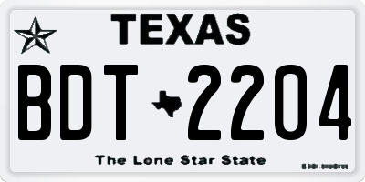 TX license plate BDT2204