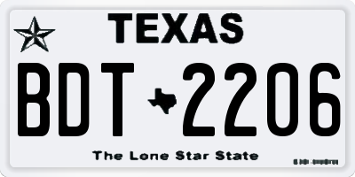 TX license plate BDT2206