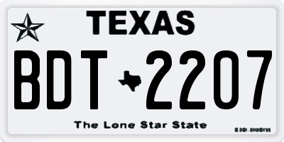 TX license plate BDT2207