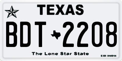 TX license plate BDT2208