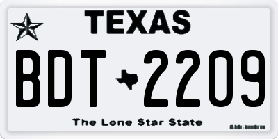 TX license plate BDT2209
