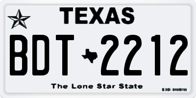 TX license plate BDT2212