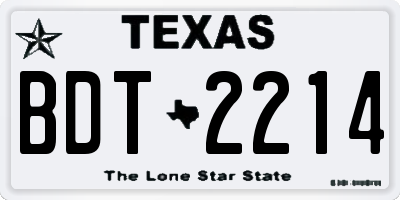 TX license plate BDT2214