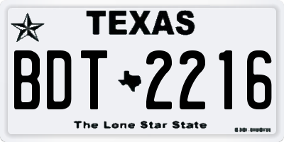 TX license plate BDT2216