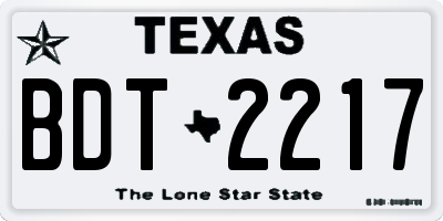 TX license plate BDT2217