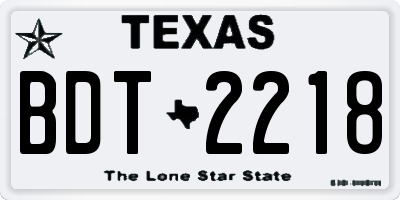 TX license plate BDT2218