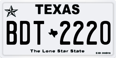TX license plate BDT2220