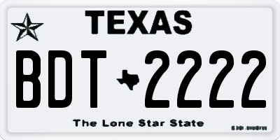 TX license plate BDT2222
