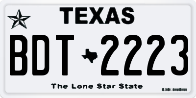 TX license plate BDT2223