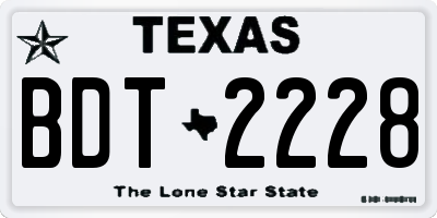 TX license plate BDT2228