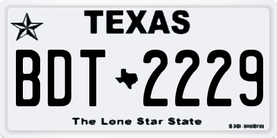 TX license plate BDT2229
