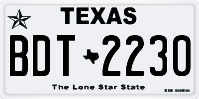 TX license plate BDT2230