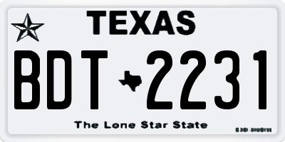 TX license plate BDT2231
