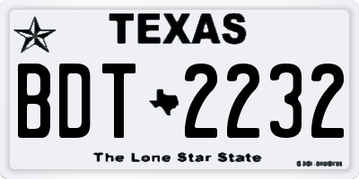 TX license plate BDT2232