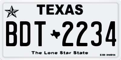 TX license plate BDT2234